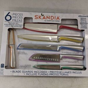 Skandia by Hampton Forge Knife Set Of 6 With Blade Covers Stainless Steel New